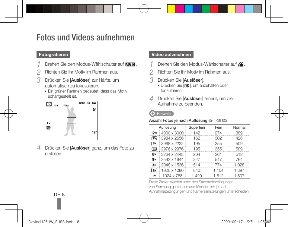 Fotos und videos aufnehmen | Samsung WB1000 User Manual | Page 18 / 110