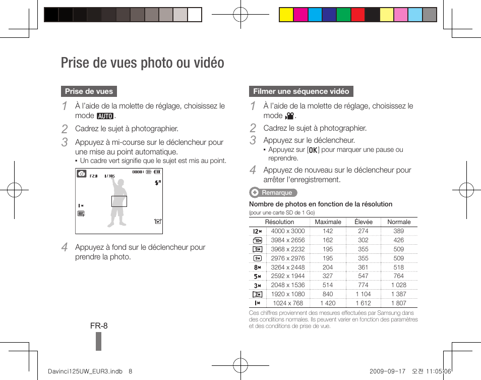 Prise de vues photo ou vidéo | Samsung WB1000 User Manual | Page 28 / 110