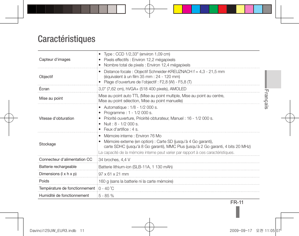 Caractéristiques, Français | Samsung WB1000 User Manual | Page 31 / 110