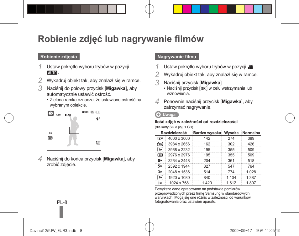 Robienie zdjęć lub nagrywanie filmów | Samsung WB1000 User Manual | Page 48 / 110