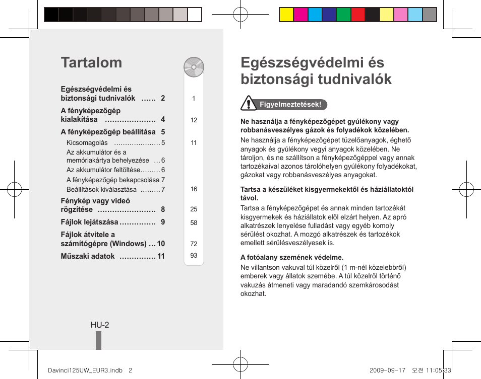 Egészségvédelmi és biztonsági tudnivalók tartalom | Samsung WB1000 User Manual | Page 72 / 110