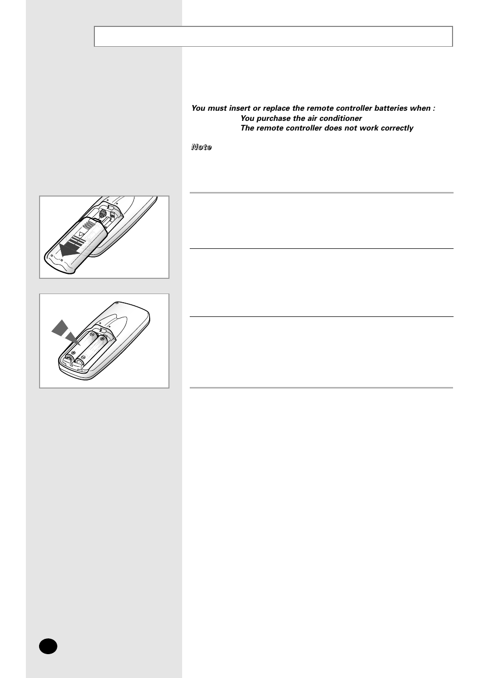 Inserting the wireless remote controller batteries | Samsung AFPCC052CA0 User Manual | Page 10 / 36