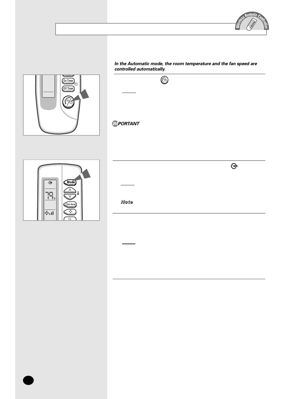 Selecting the automatic operation mode | Samsung AFPCC052CA0 User Manual | Page 12 / 36