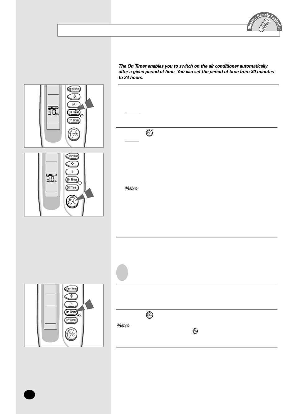 Setting the on timer | Samsung AFPCC052CA0 User Manual | Page 18 / 36