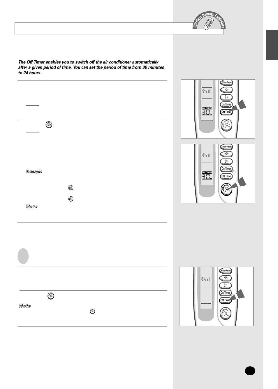 Setting the off timer | Samsung AFPCC052CA0 User Manual | Page 19 / 36