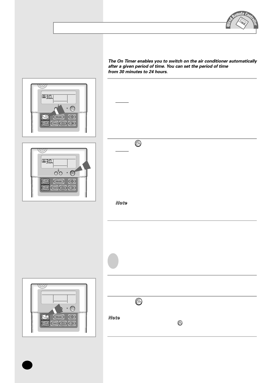 Setting the on timer | Samsung AFPCC052CA0 User Manual | Page 26 / 36