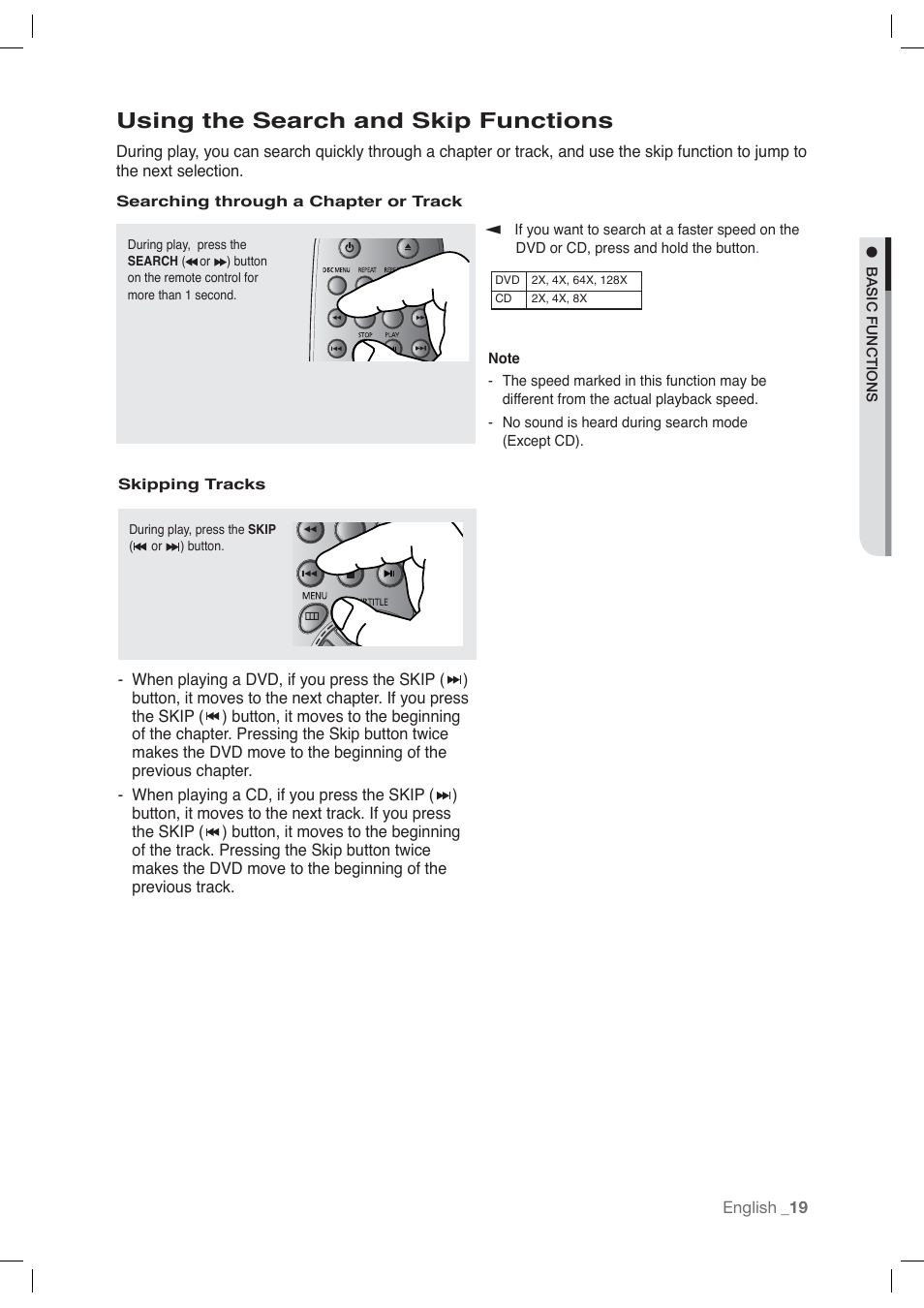 Using the search and skip functions | Samsung AK68-01765A User Manual | Page 19 / 56