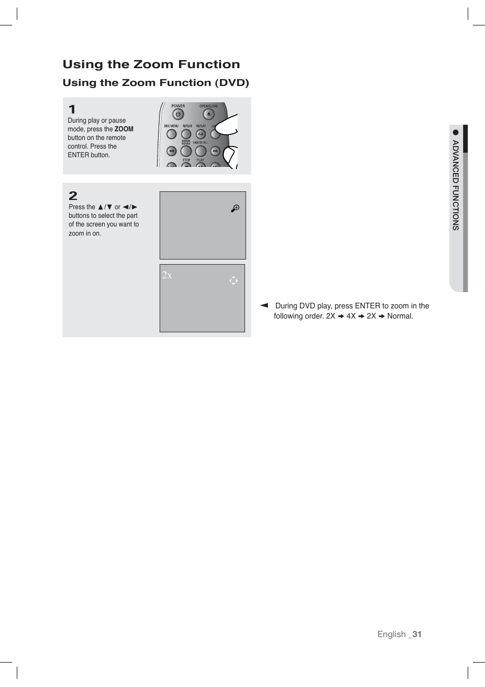 Using the zoom function | Samsung AK68-01765A User Manual | Page 31 / 56