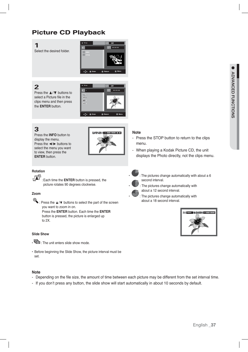 Picture cd playback, English | Samsung AK68-01765A User Manual | Page 37 / 56
