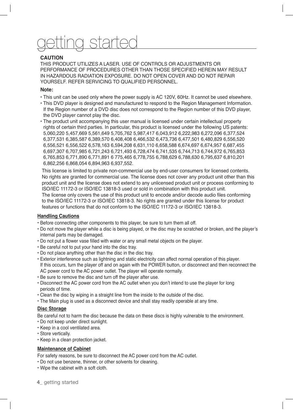 Getting started | Samsung AK68-01765A User Manual | Page 4 / 56