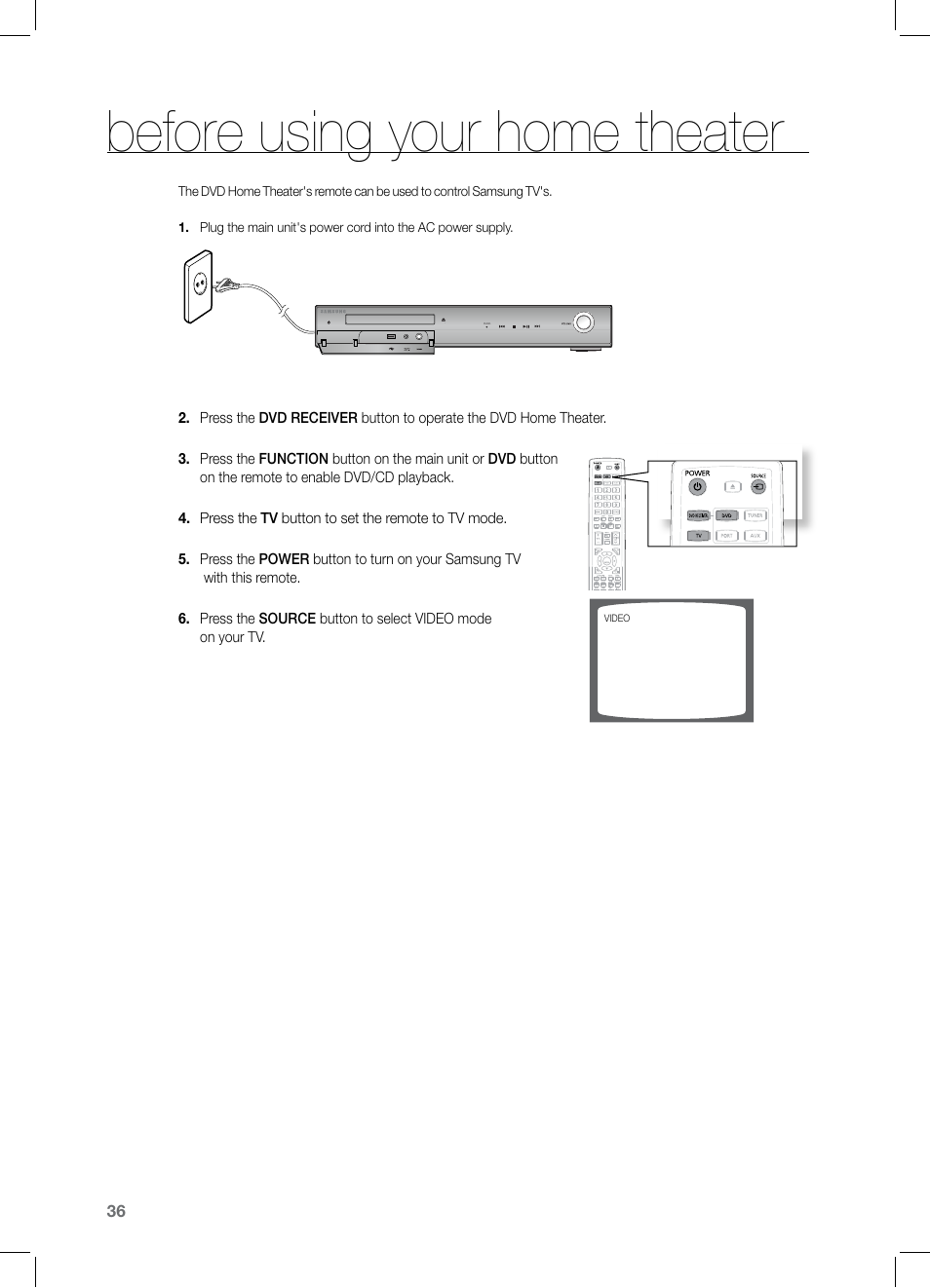 Before using your home theater | Samsung HT-Z320 User Manual | Page 36 / 78