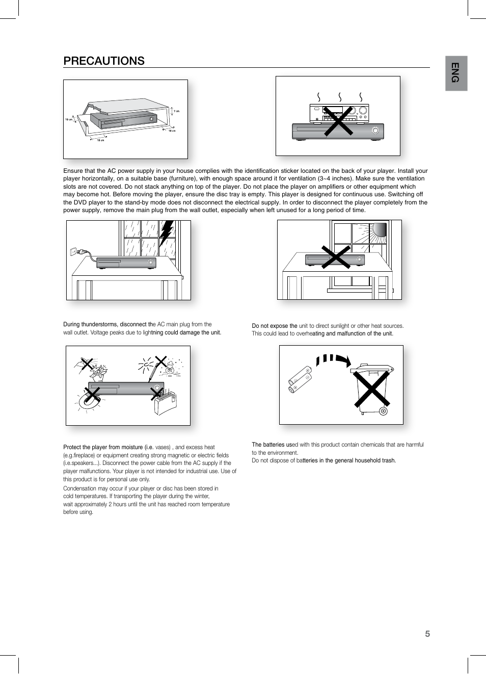 Precautions, En g | Samsung HT-Z320 User Manual | Page 5 / 78