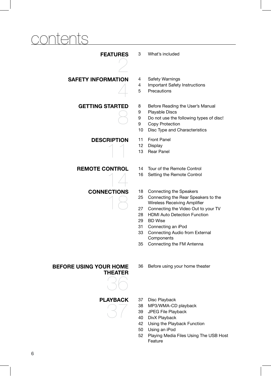 Samsung HT-Z320 User Manual | Page 6 / 78