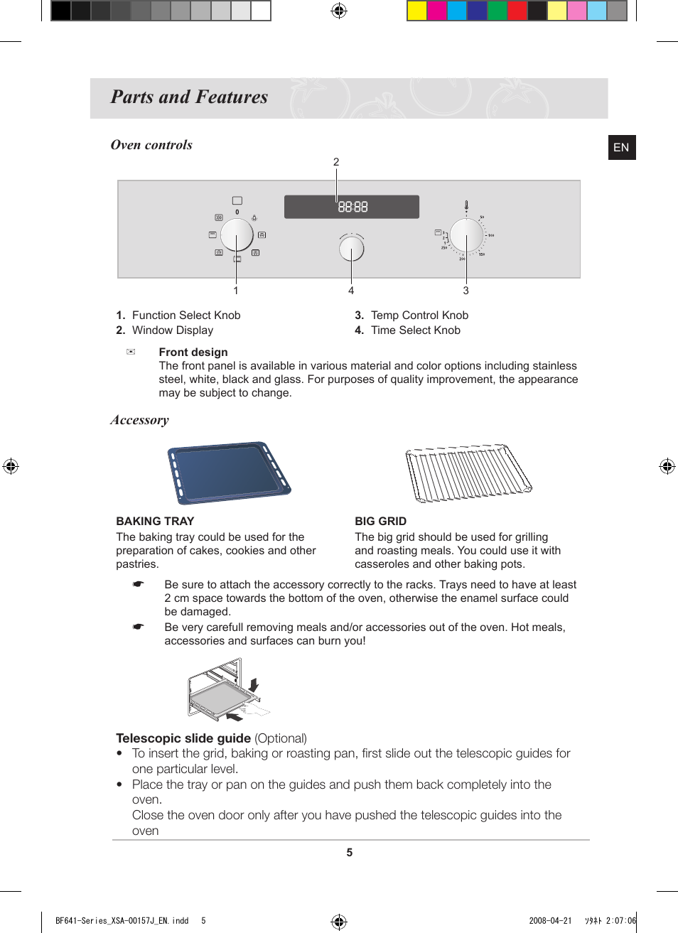 Parts and features | Samsung BF641 Series User Manual | Page 5 / 12