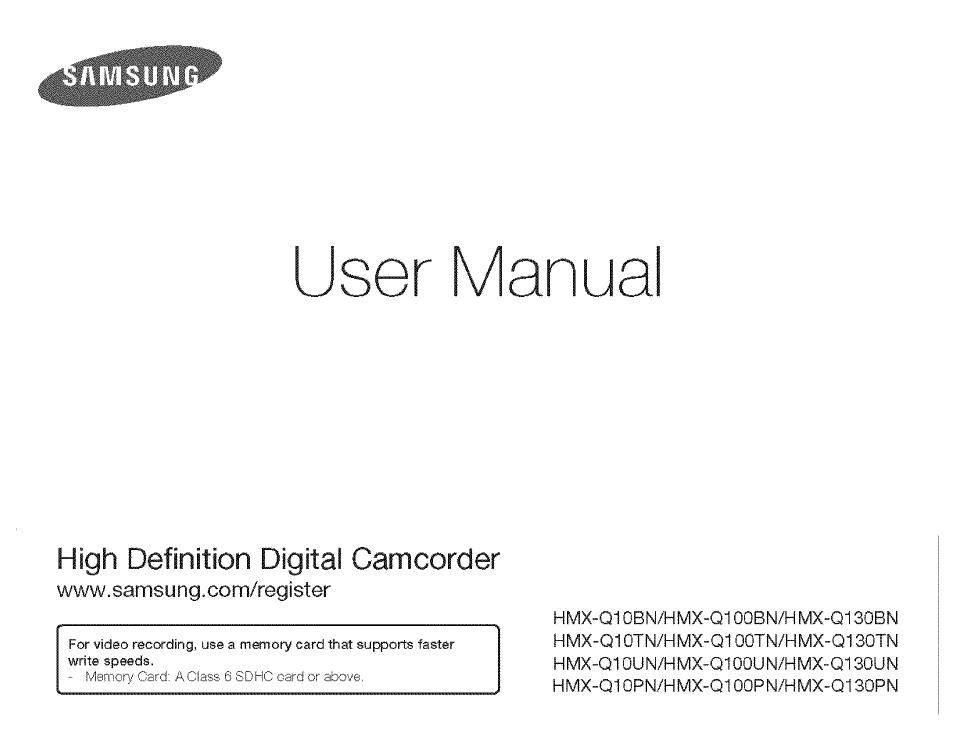 Samsung HMX-Q10TNIHMX-Q100TNIHMXDQ130TN User Manual | 113 pages