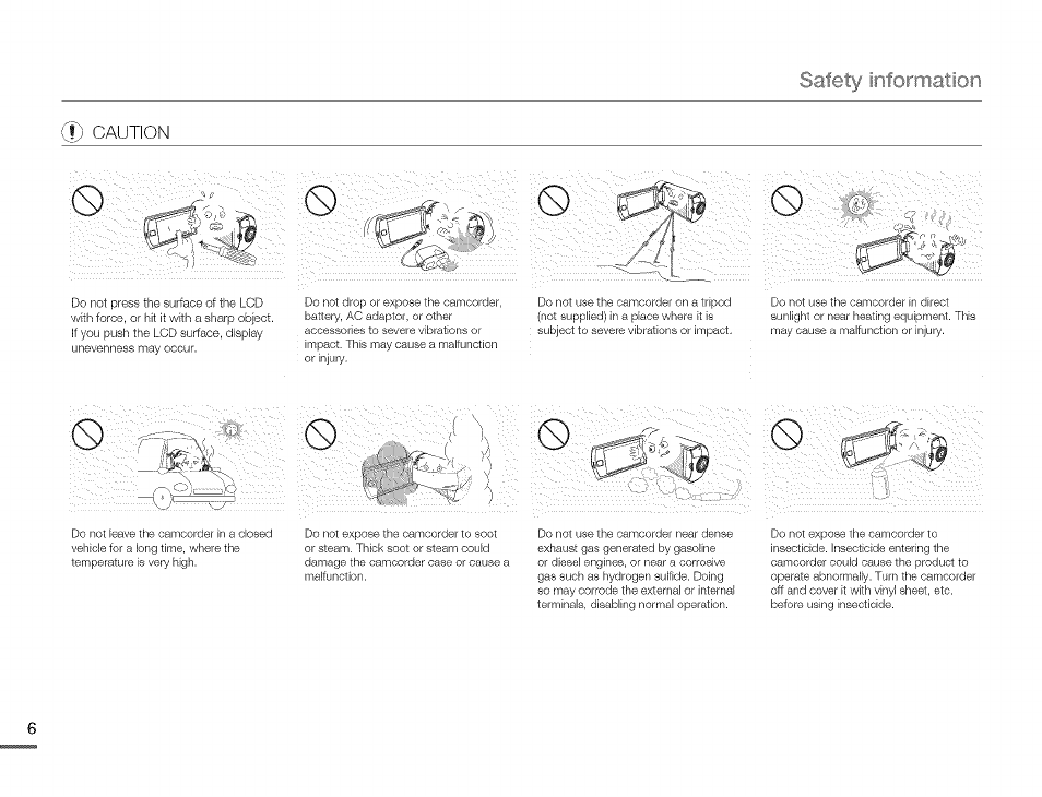 Caution | Samsung HMX-Q10TNIHMX-Q100TNIHMXDQ130TN User Manual | Page 10 / 113