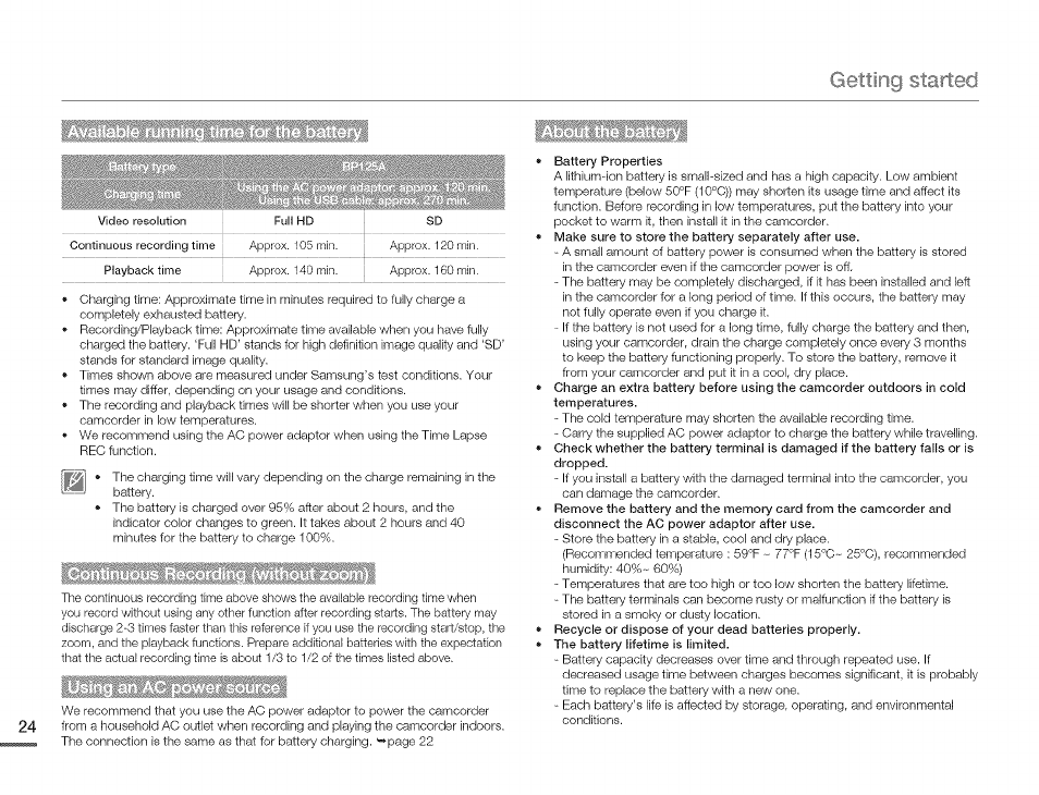 Getting started | Samsung HMX-Q10TNIHMX-Q100TNIHMXDQ130TN User Manual | Page 28 / 113
