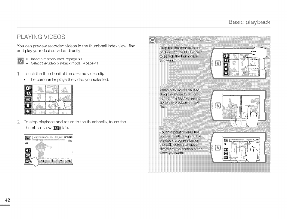 Basic playback, Playing videos | Samsung HMX-Q10TNIHMX-Q100TNIHMXDQ130TN User Manual | Page 46 / 113