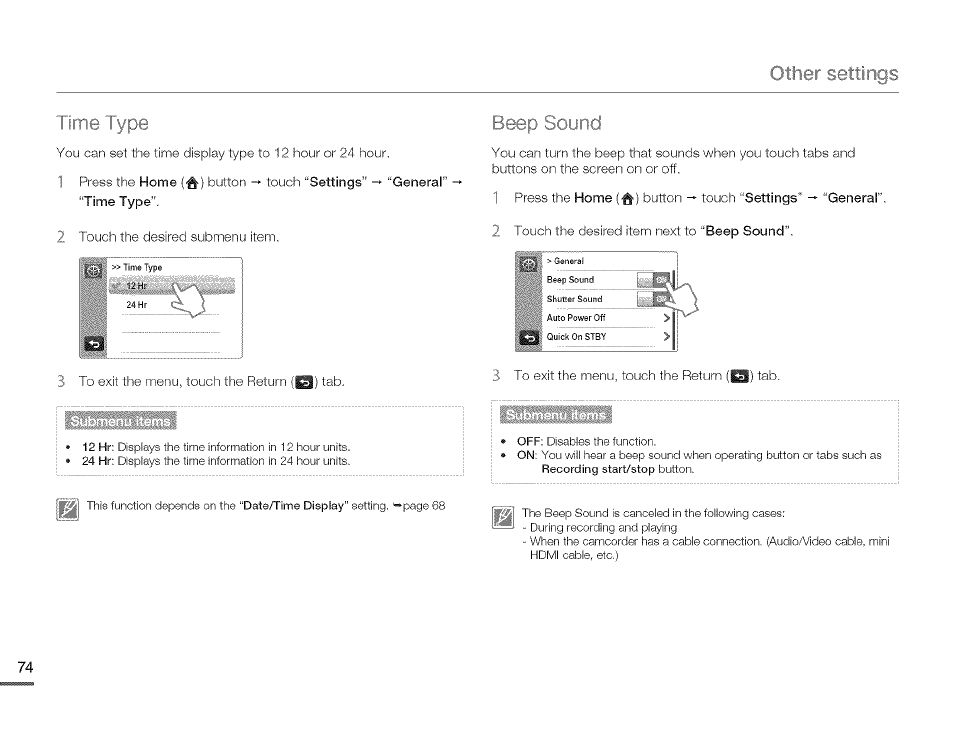 Time typci, Ieep sound | Samsung HMX-Q10TNIHMX-Q100TNIHMXDQ130TN User Manual | Page 78 / 113