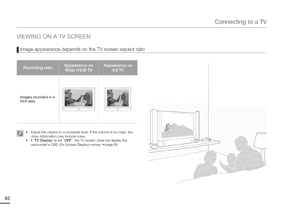 Connecting to a tv viewing on aw screen | Samsung HMX-Q10TNIHMX-Q100TNIHMXDQ130TN User Manual | Page 86 / 113