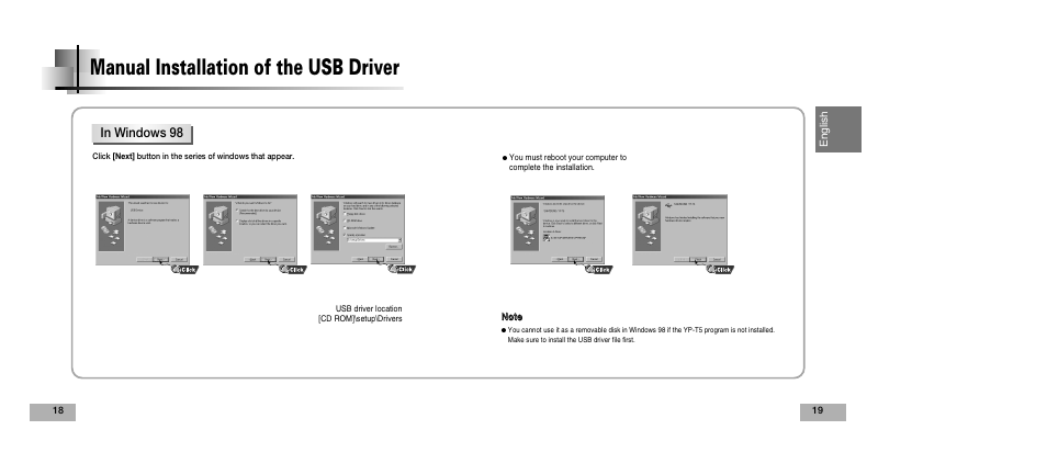 Manual installation of the usb driver | Samsung YEPP YP-T5V User Manual | Page 10 / 117