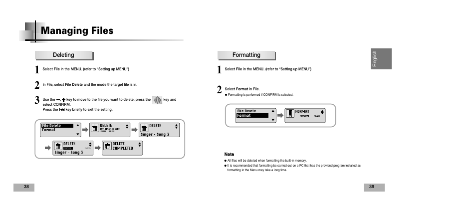 Managing files | Samsung YEPP YP-T5V User Manual | Page 20 / 117