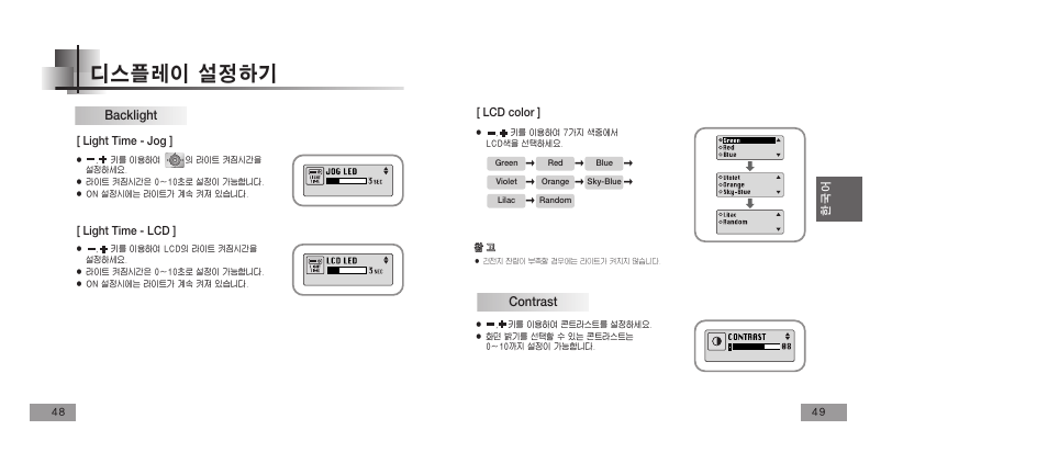 Backlight, Contrast | Samsung YEPP YP-T5V User Manual | Page 53 / 117