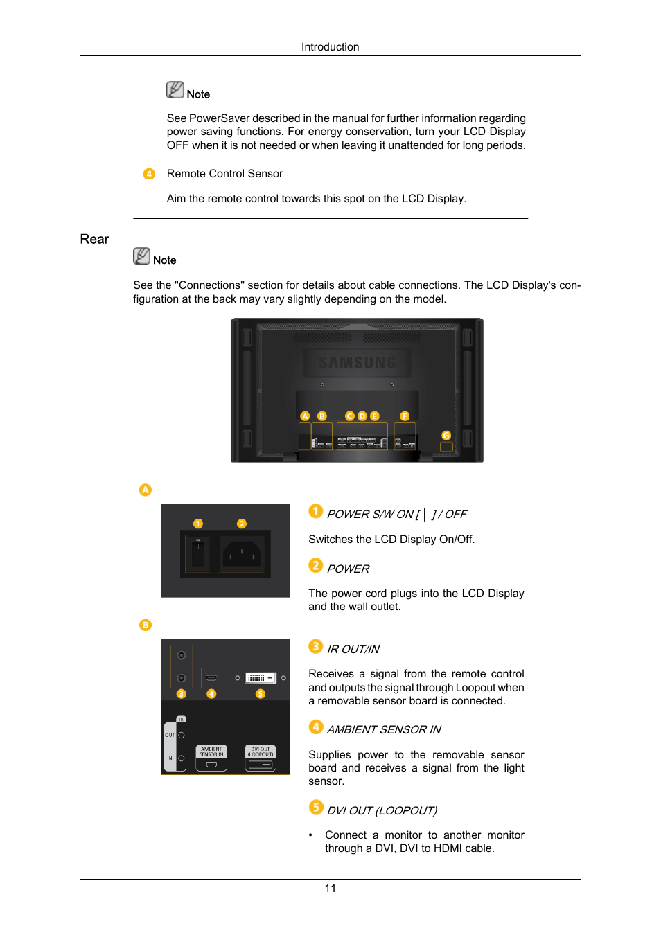 Rear | Samsung 460UT-2 User Manual | Page 12 / 121