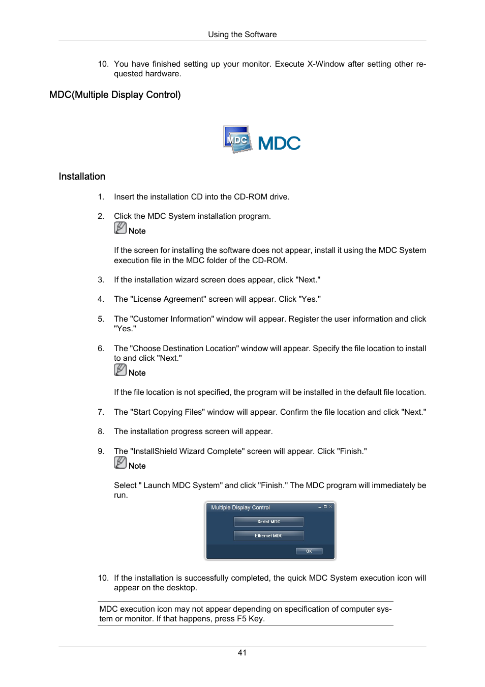 Mdc (multi-display control), Installation | Samsung 460UT-2 User Manual | Page 42 / 121