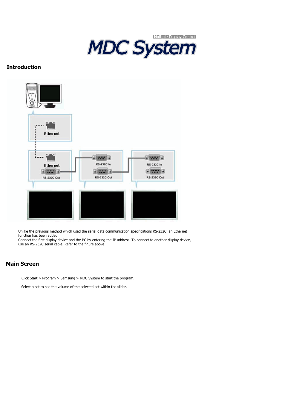 Introduction, Main screen | Samsung 460UT-2 User Manual | Page 44 / 121