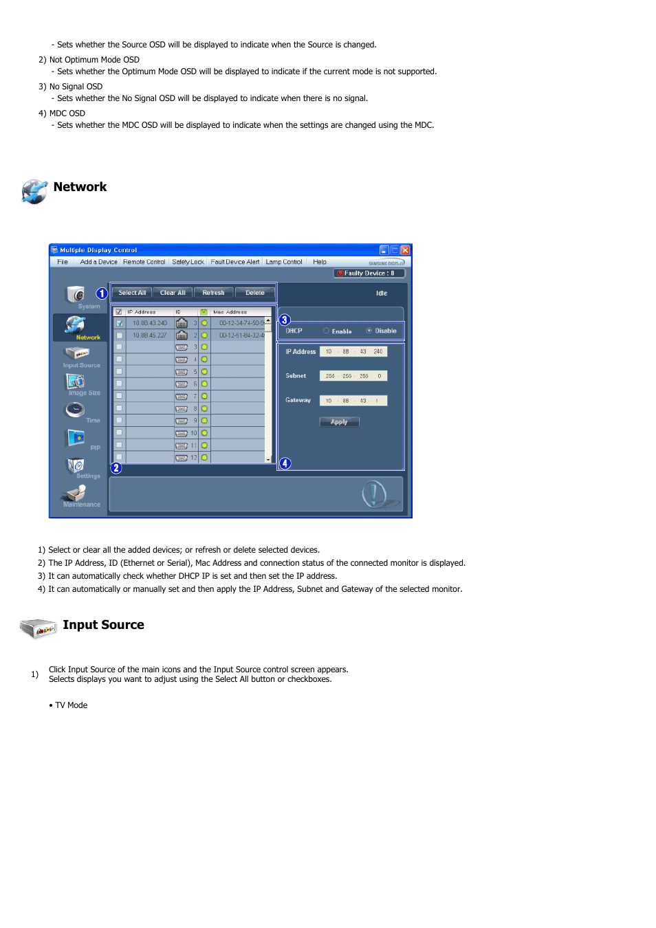 Network, Input source | Samsung 460UT-2 User Manual | Page 48 / 121