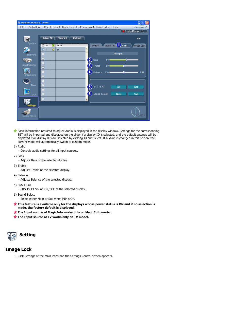 Setting image lock | Samsung 460UT-2 User Manual | Page 58 / 121