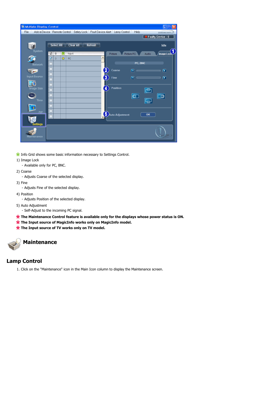 Maintenance lamp control | Samsung 460UT-2 User Manual | Page 59 / 121