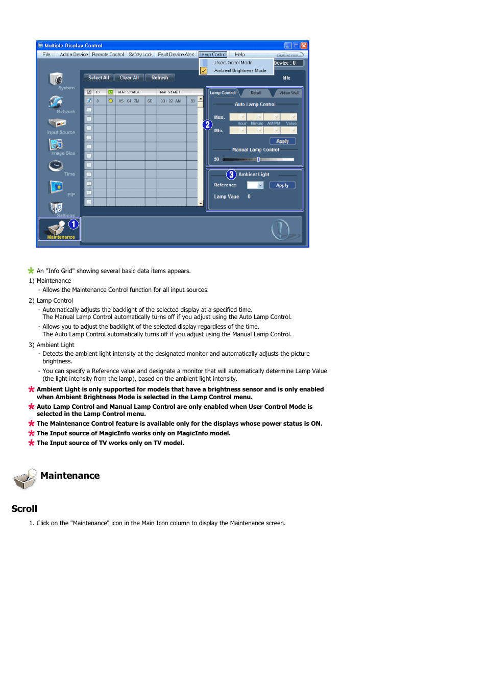 Maintenance scroll | Samsung 460UT-2 User Manual | Page 60 / 121