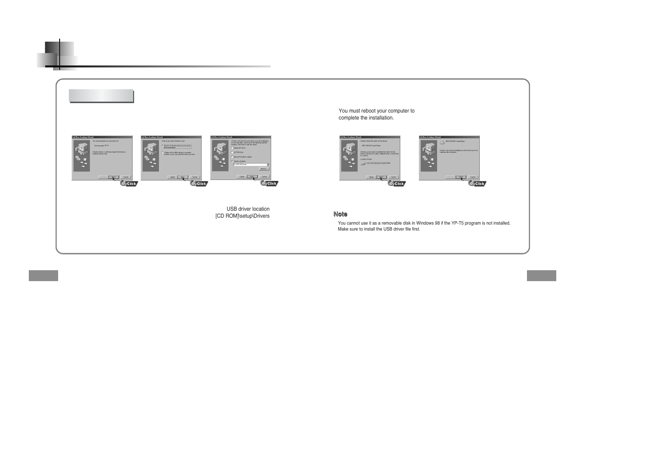 Manual installation of the usb driver | Samsung YEPP YP-T5H User Manual | Page 10 / 28