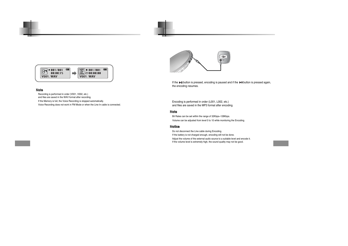 Recording voice, Mp3 encoding | Samsung YEPP YP-T5H User Manual | Page 15 / 28