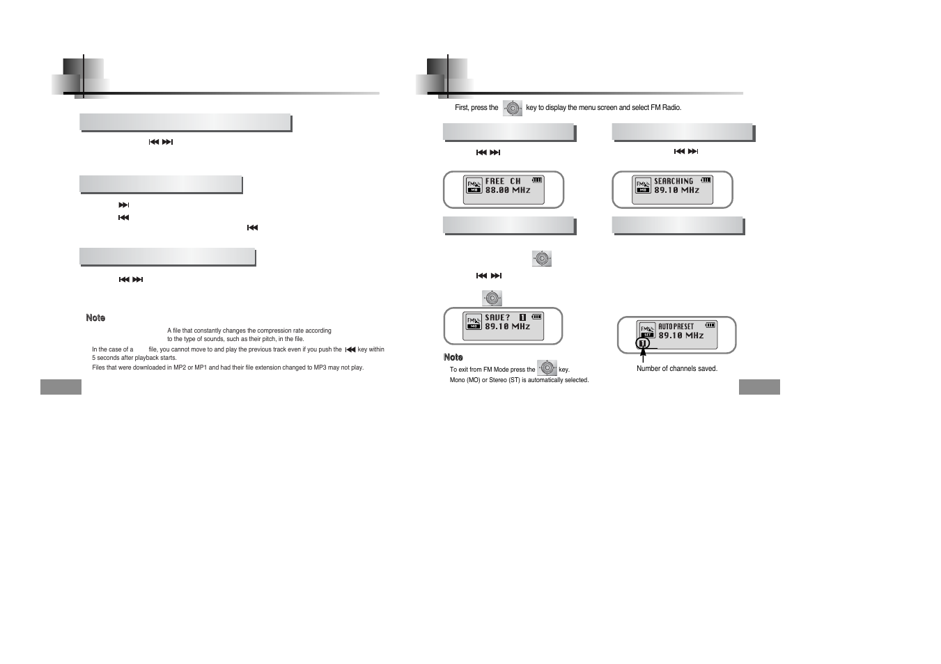 Searching for music/voice files, Listening to fm radio | Samsung YEPP YP-T5H User Manual | Page 16 / 28