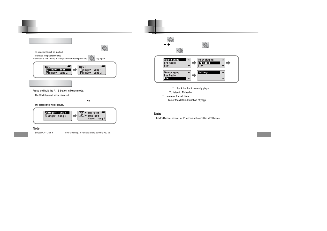 Setting playlist, Setting up menu, Playing playlist | Samsung YEPP YP-T5H User Manual | Page 19 / 28