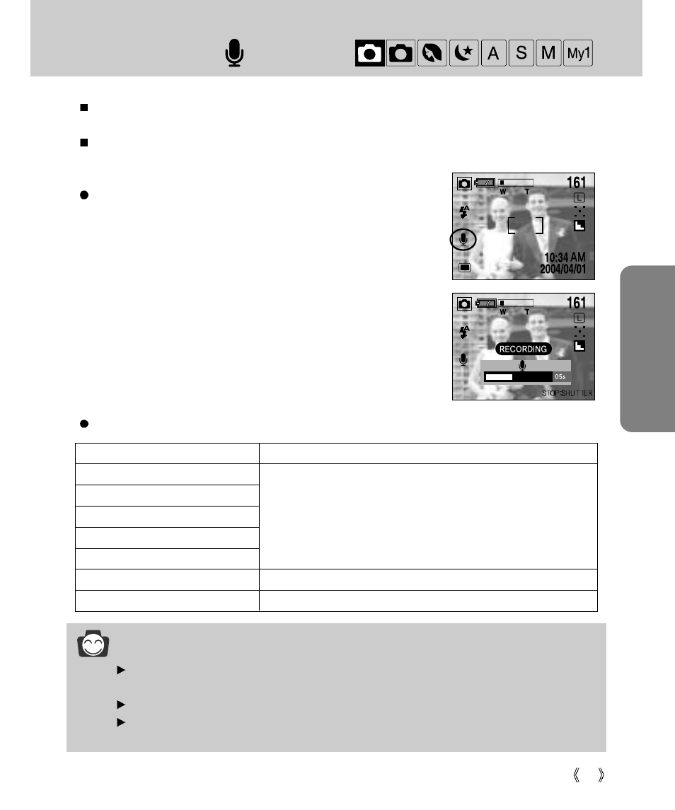Recording, Information | Samsung Digimax V4000 User Manual | Page 35 / 128
