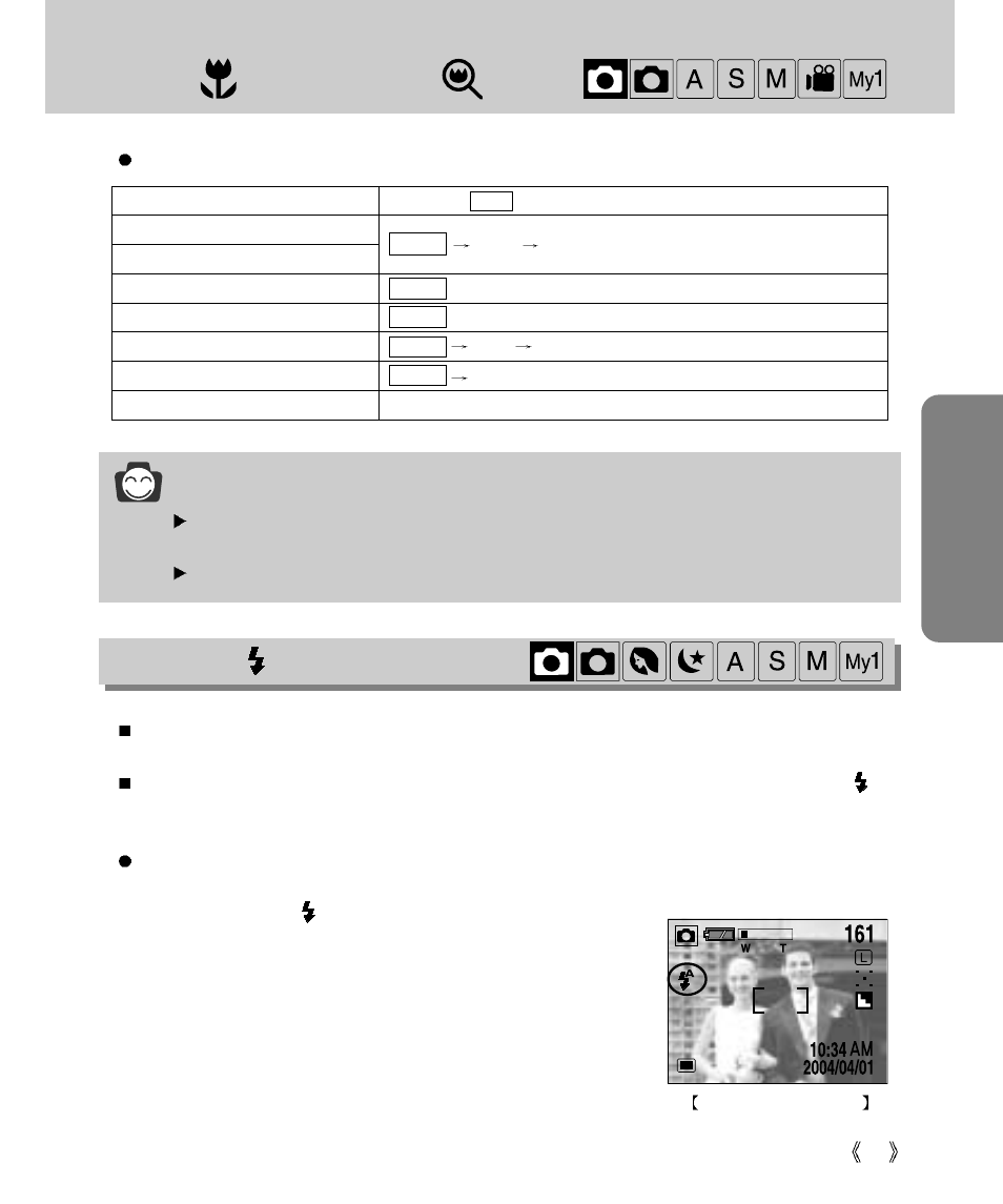 Macro ( ) / super macro ( ) button, Recording, Information | Flash ( ) button | Samsung Digimax V4000 User Manual | Page 37 / 128