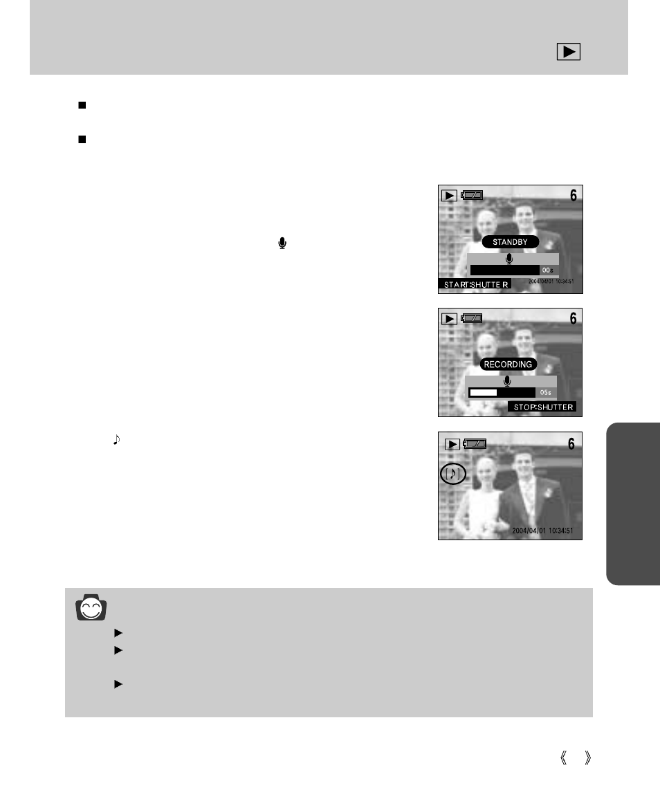 Pla y, Information | Samsung Digimax V4000 User Manual | Page 67 / 128