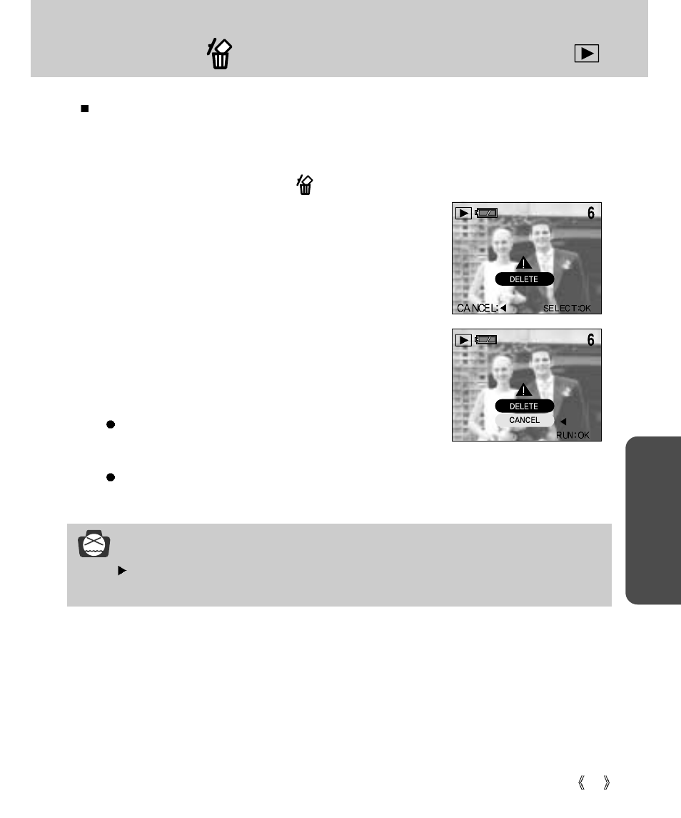 Delete ( ) button, Pla y, Notice | Samsung Digimax V4000 User Manual | Page 69 / 128