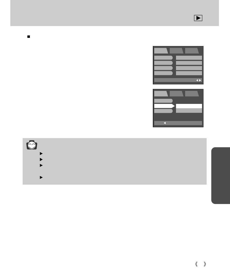 Dpof : index, Pla y, Information | Samsung Digimax V4000 User Manual | Page 77 / 128