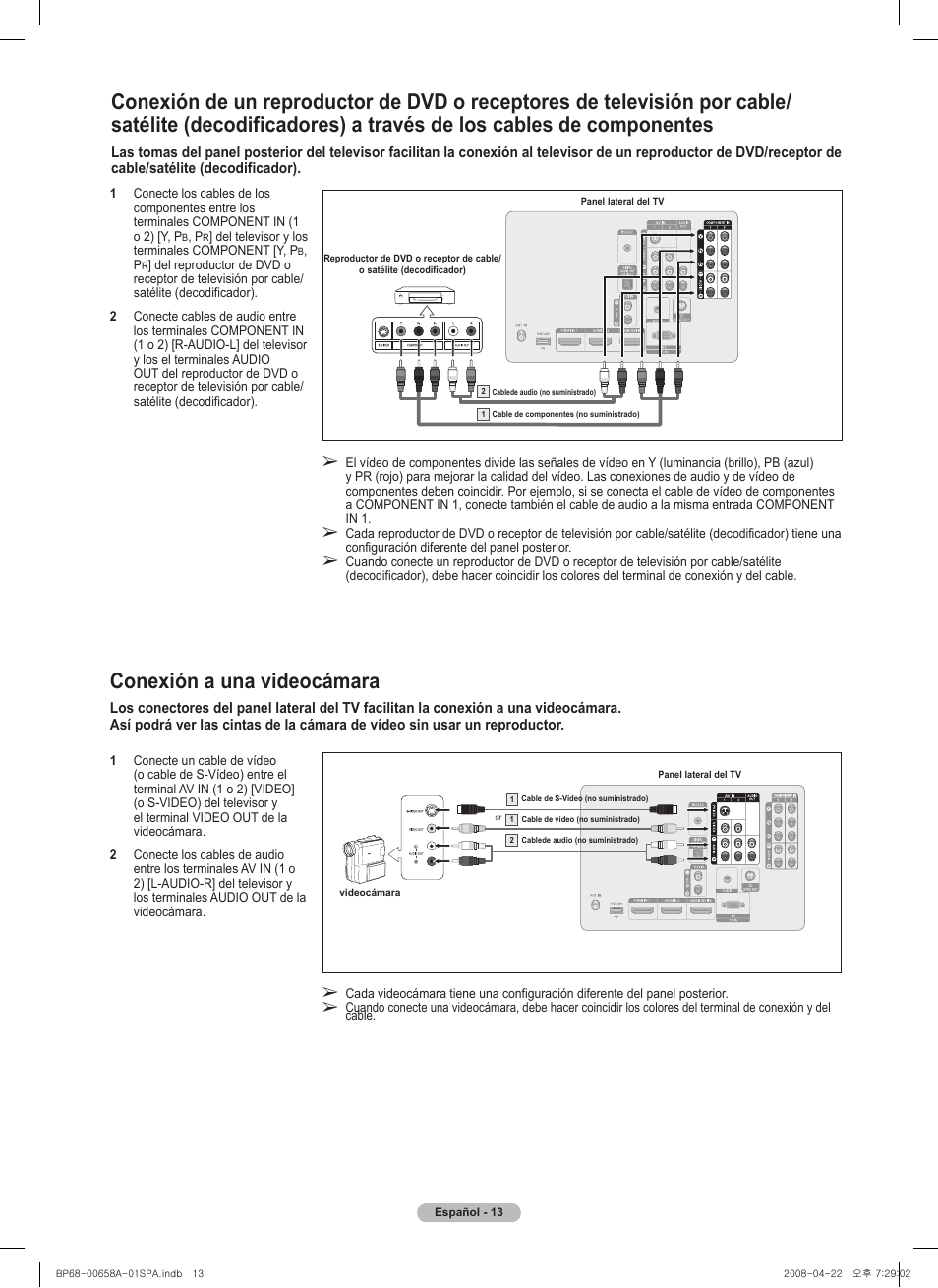 Conexión a una videocámara | Samsung 750 Series User Manual | Page 113 / 195