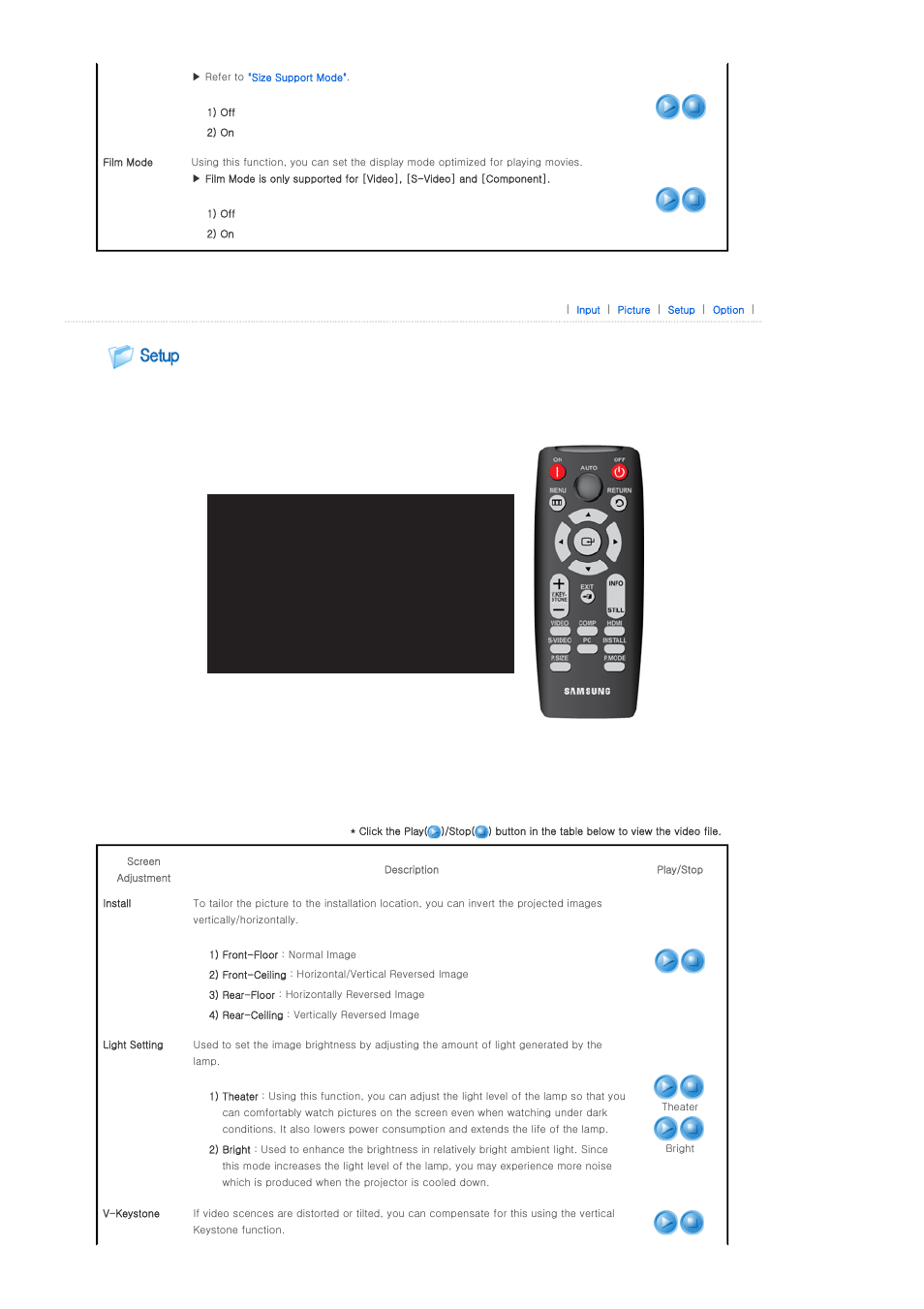 Option | Samsung SP-D300B User Manual | Page 28 / 39