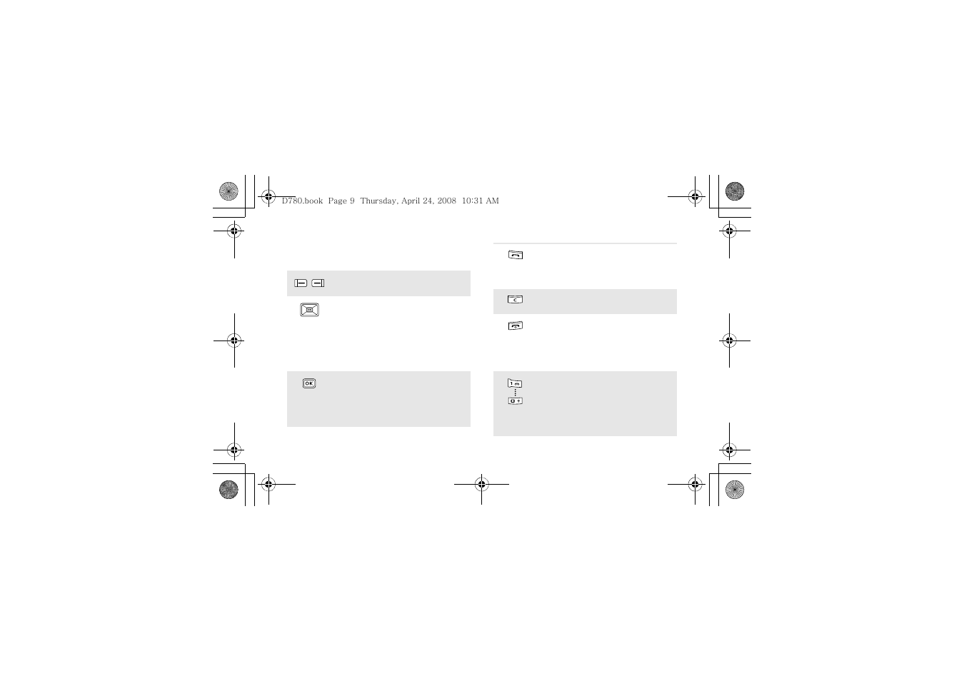 Keys and icons | Samsung SGH-D780 User Manual | Page 12 / 49