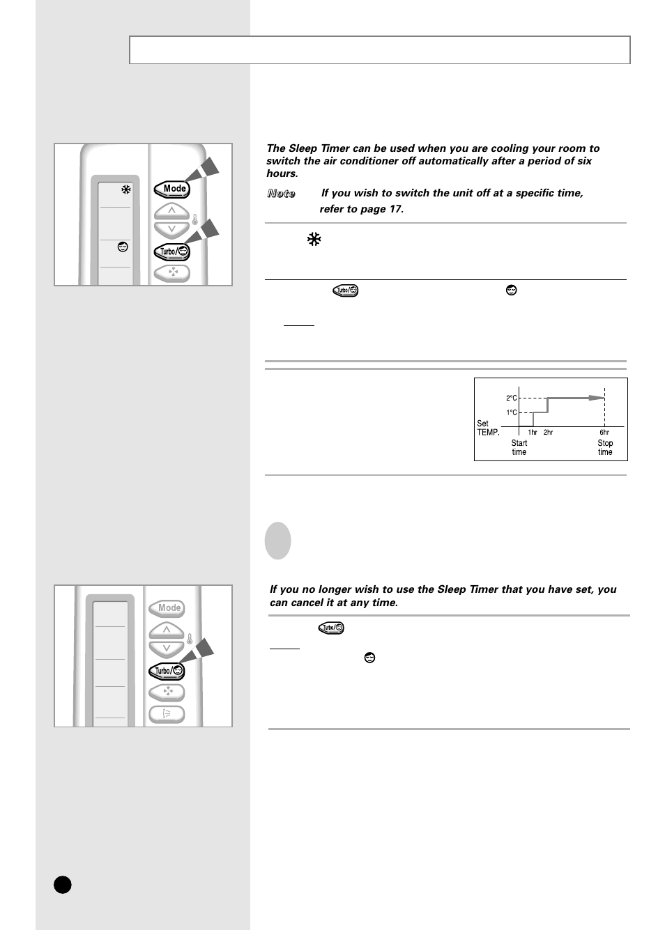 Setting the sleep timer | Samsung AS12B1 User Manual | Page 18 / 24