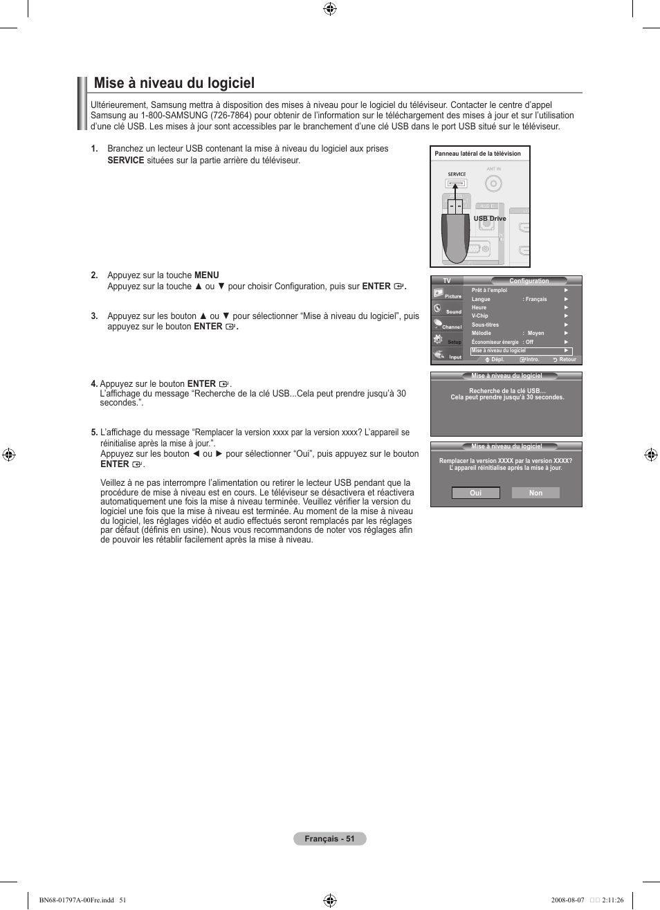 Mise à niveau du logiciel | Samsung BN68-01797A-00 User Manual | Page 115 / 187