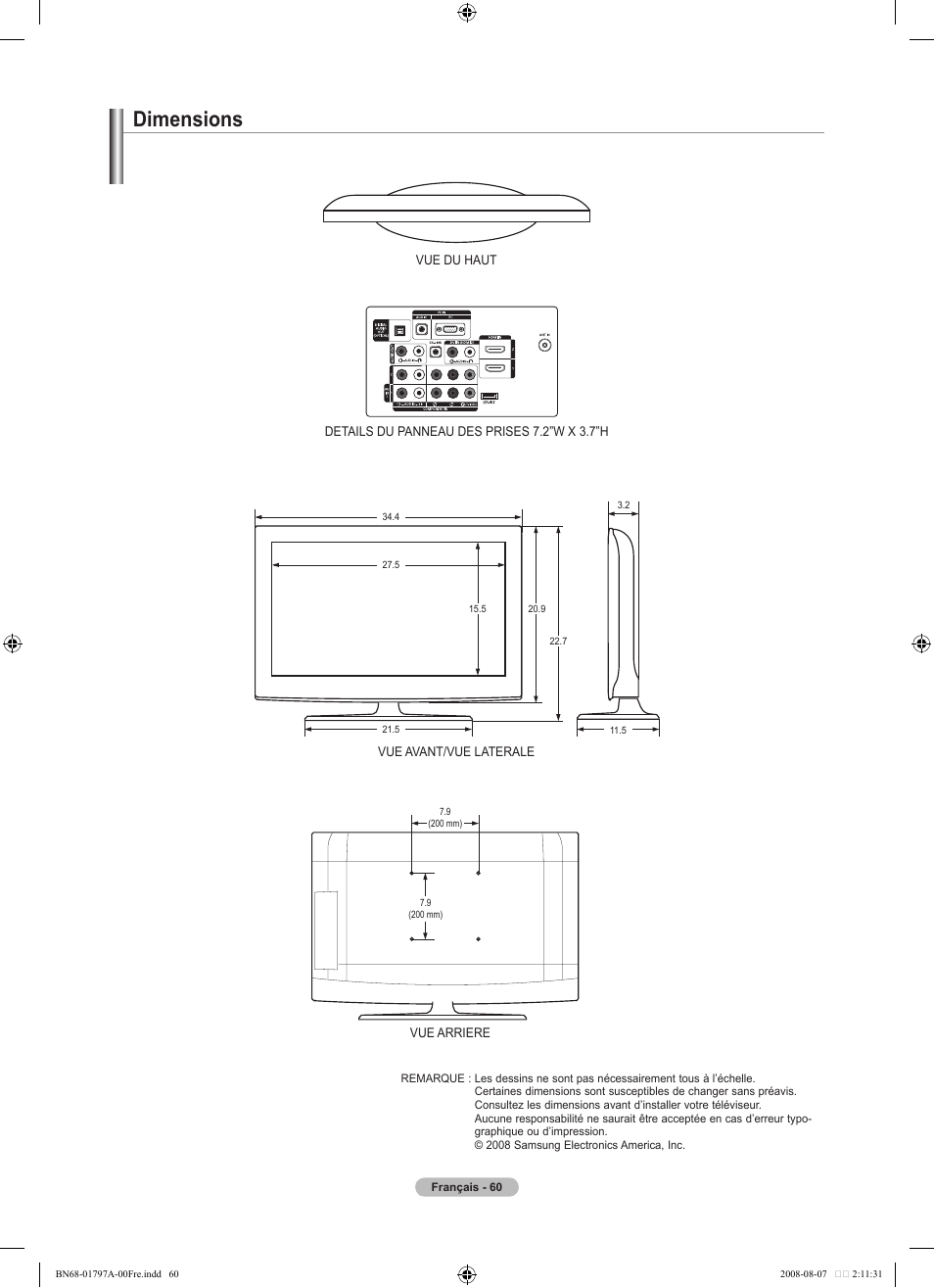 Dimensions | Samsung BN68-01797A-00 User Manual | Page 124 / 187