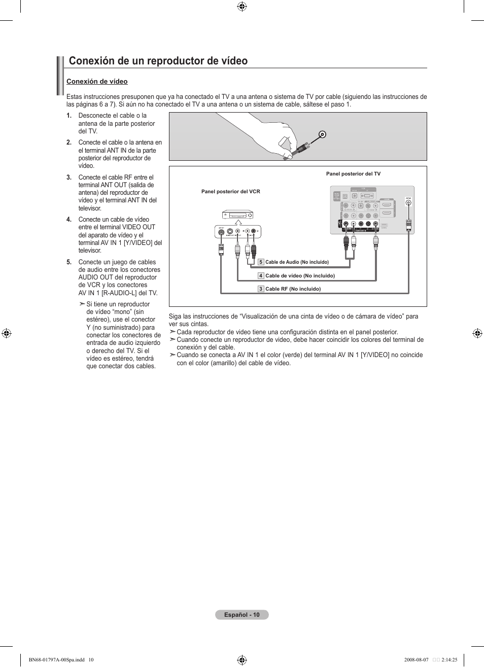 Conexión de un reproductor de vídeo | Samsung BN68-01797A-00 User Manual | Page 136 / 187